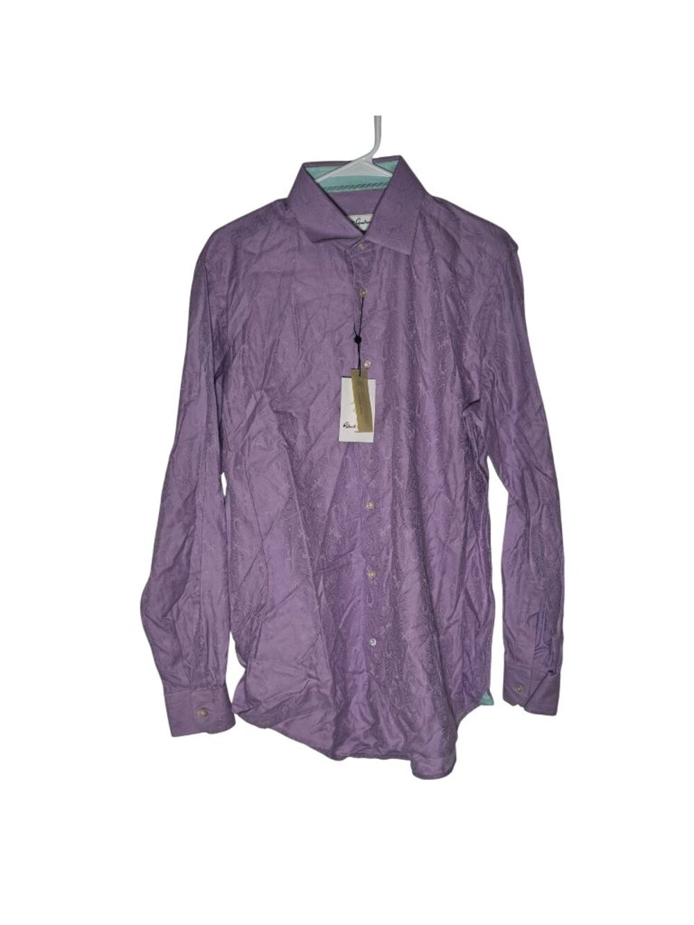Robert Graham Cyprus Purple Paisley Linen Blend Dress Shirt Size Small 41/16 NWT